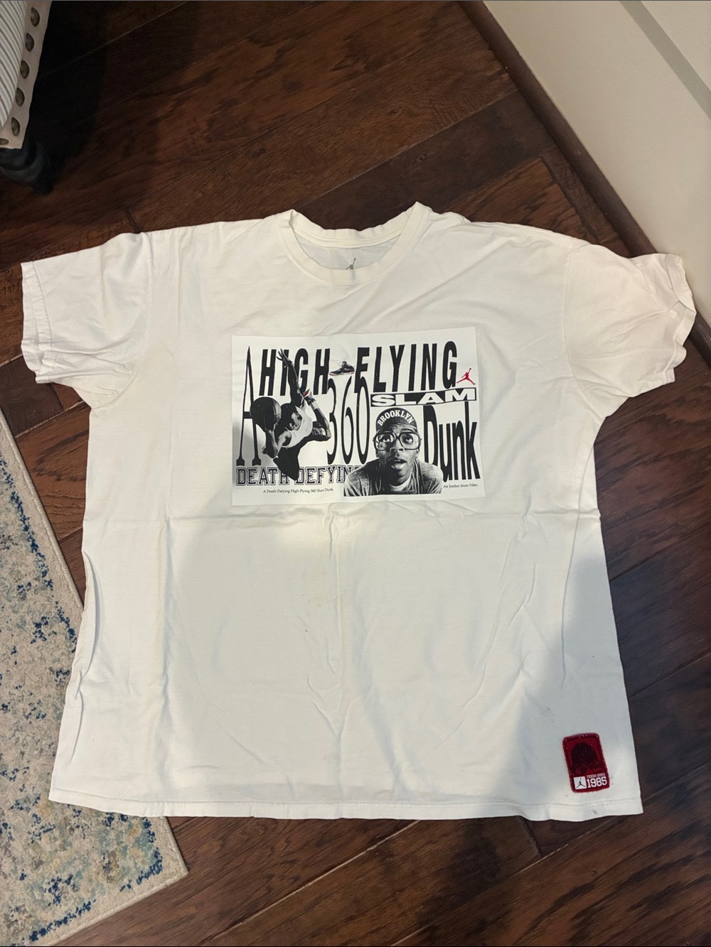Vintage 1985 Jordan White Graphic 'High Flying' T-Shirt. As is per pic.